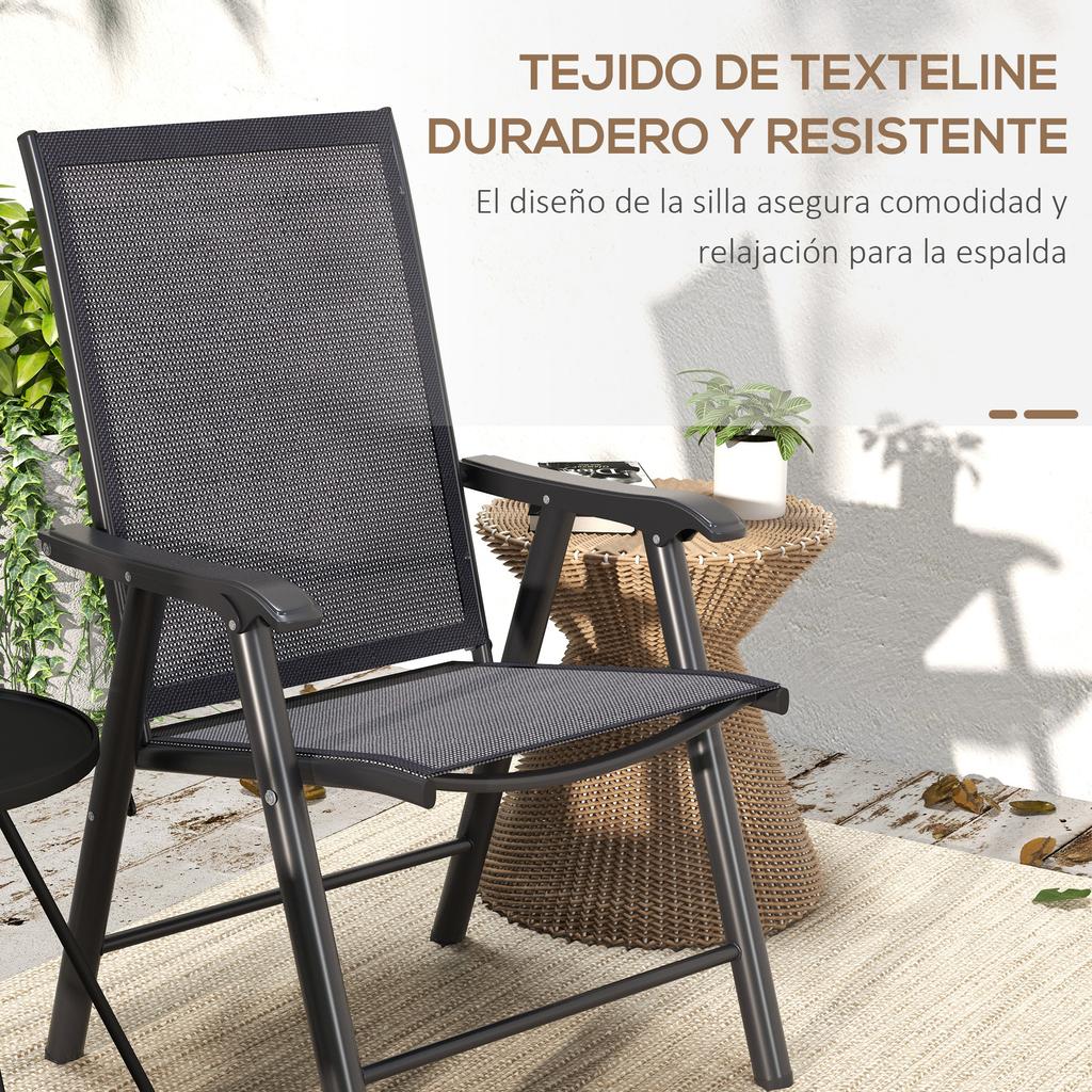 Set of Two Folding Garden Chairs - Dark Grey