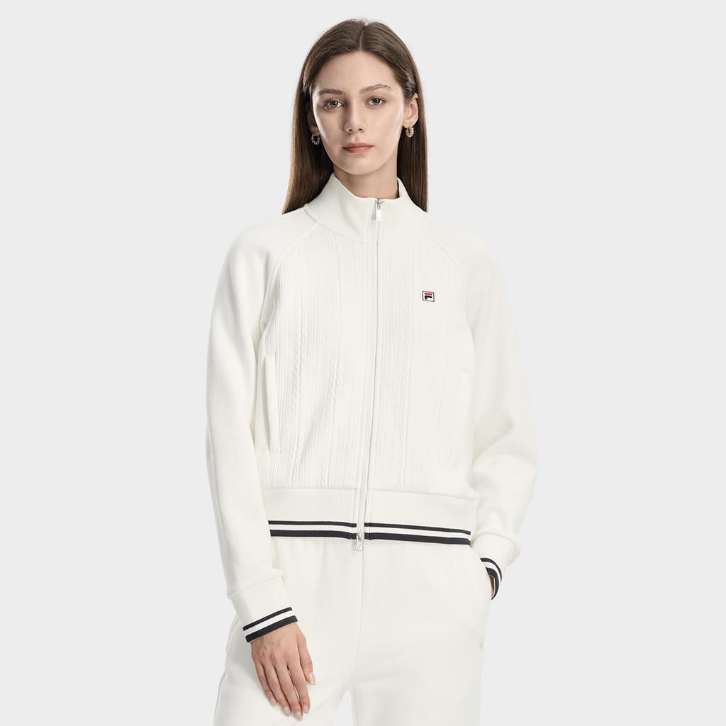 FILA Heritage Classic Minimalist Fashion Casual Versatile Comfortable Jacket Women jackets Cloud-Mushroom-White F11W618504FWT