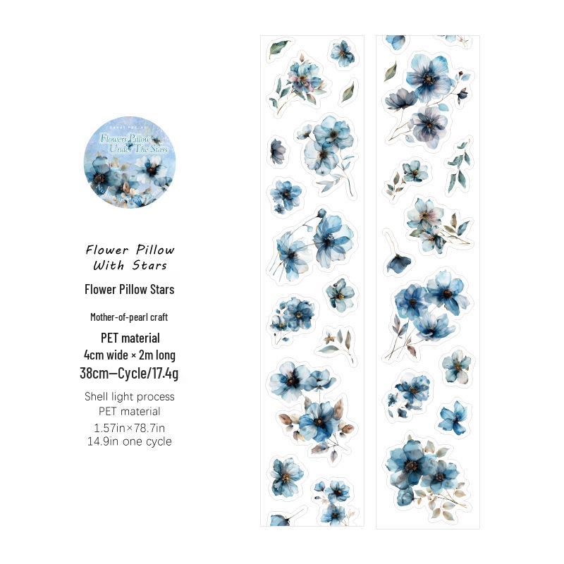 Sugar Poem Ice Crystal White Ink Tape: Flower Series Journal Stickers (6 Designs)