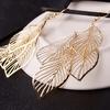 Retro Women's Baroque Style Cluster Hollow Leaves Tassels Hook Dangle Earrings