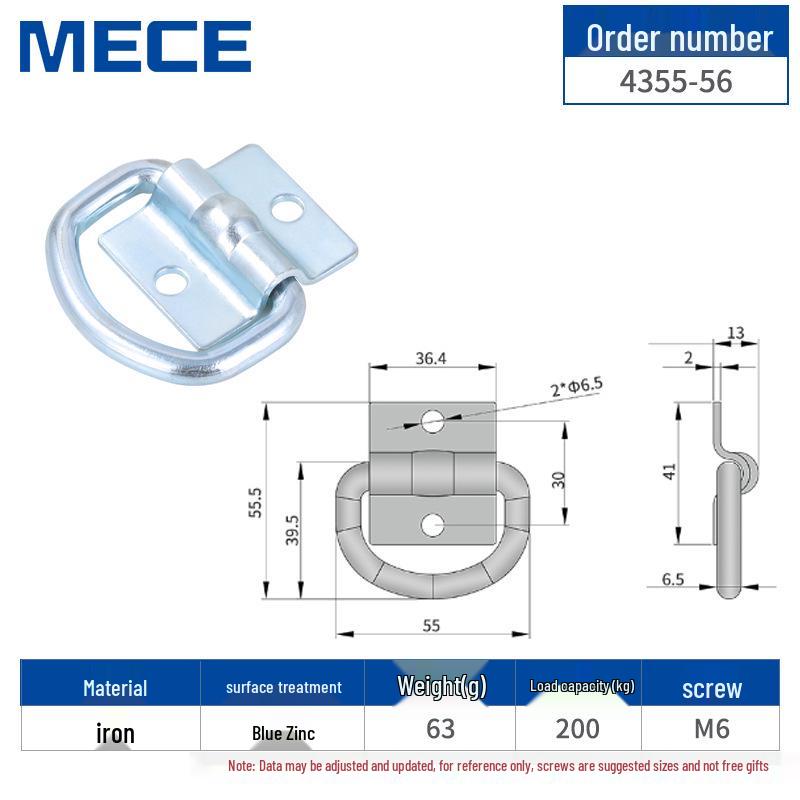 Heavy Duty D-Ring Truck Bed Tie-Down Hook with Triangle Latch
