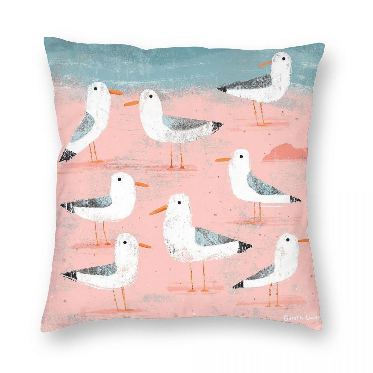 

Seagulls On The Shore Pillowcase Polyester Linen Velvet Printed Zip Decorative Throw Pillow Case Car Cushion Cover 30x30cm