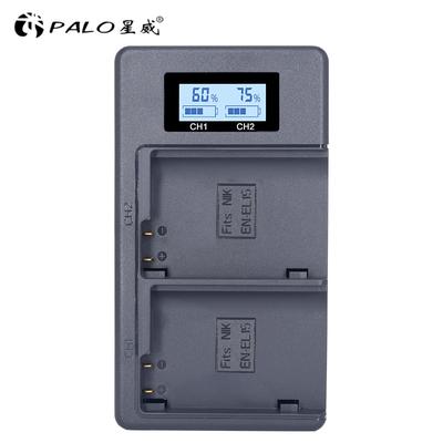 PALO EN-EL15 ENEL15 EL15 Caricabatterie LCD USB Caricabatterie doppio per Nikon D500,D600,D610,D750,D7000,D7100,D7200,D800,D800E,D810