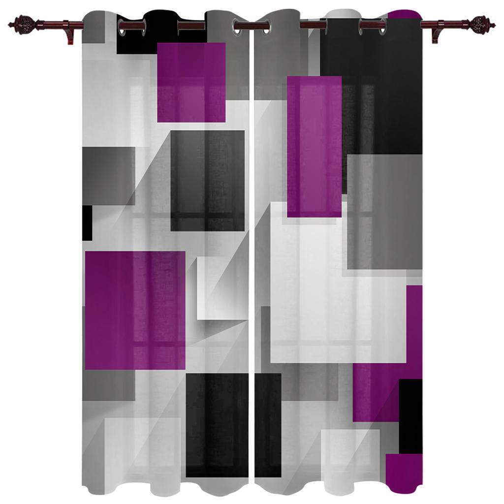 Tende per finestre di arte astratta patchwork nero arancione per soggiorno cucina tende mantovane tende alla moda per camera da letto