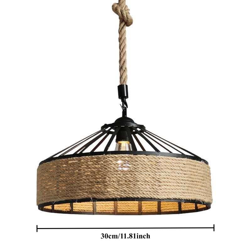 Classical Hemp Rope Pendant Hanging Lamp Lustre for Ceiling Chandelier Classic Retro Antique Industrial Iron Dining Room Light