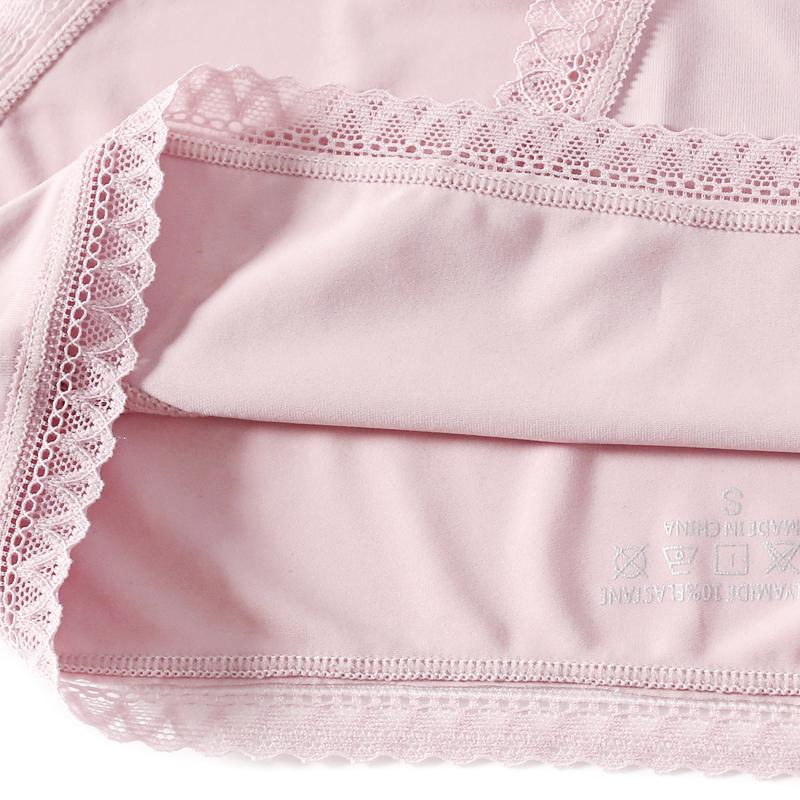 TERMEZY Sexy Women Lace-edged Briefs Low-rise Seamless Comfortable Underpant Solid Color Soft Intimate Panties