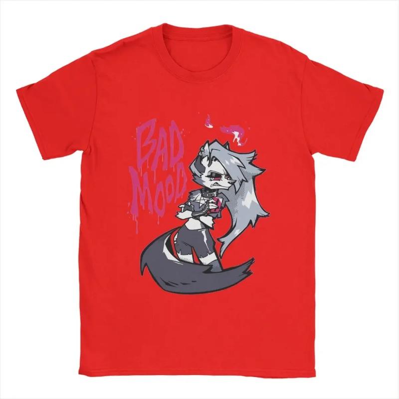 Hazbins Hotels Helluva Loona Bad Mood Men T Shirt Funny Tees Short Sleeve Round Collar T-Shirt Pure Cotton Gift Idea Tops Shirt