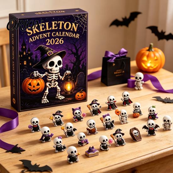 Halloween Party Entertainment Ghost Advent Calendar, 24 Day Countdown Box with Calendar Figurines, Spooky Collectible Toy Set for Kids, Favor