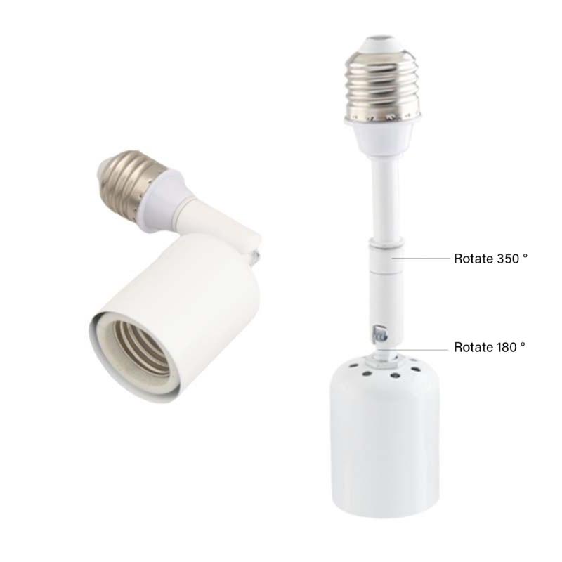 Adjustable Angle E27 Ceramics Lamp Holder Extension Heat Resistant for LED/Incandescent Lights