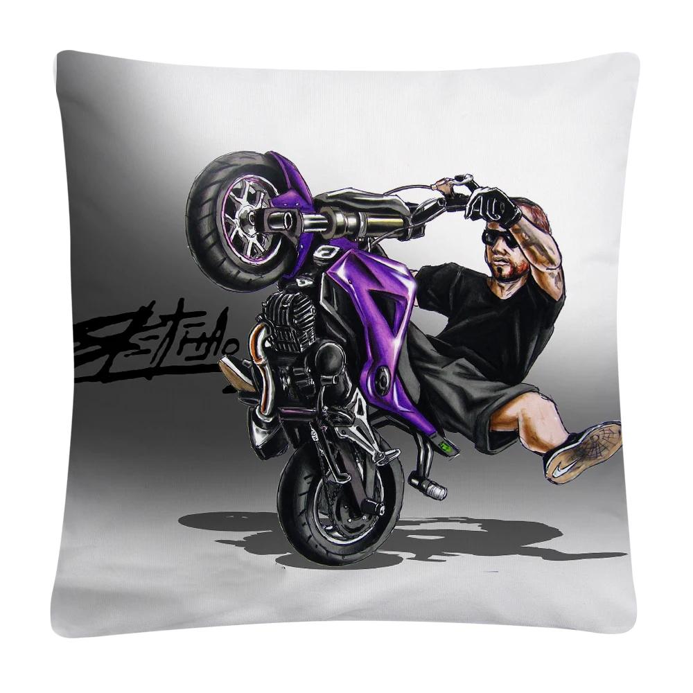 Stunt Sports Cartoon Pattern Soft Polyester Pillow Case for Sofa Home Car Decoration Pillowcase
