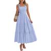 Women's Fashionable Color Shirred Sleeveless Long Dress
