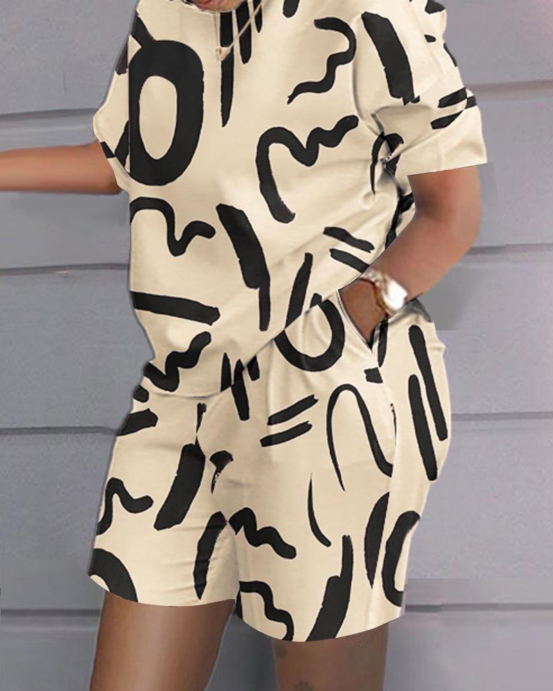 Neues Damen Hip-Hop Style Street Trend Übergröße Print Lässiges Mode Set