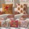 Cute Cartoon Gingerbread Man Prints Pillow Case Sofa Living Room Bedroom Headboard Backrest Cushion Square Cushion