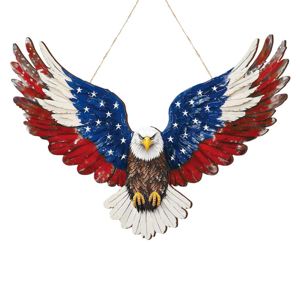 Hängendes Türschild Holz Unabhängigkeitstag Ornament Patriotischer Türhänger Amerikanische Holzplakette Für Wand Veranda Außen