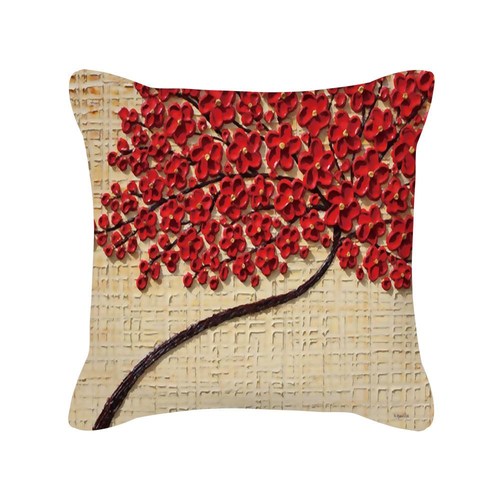 Ins Nordic Oil Painting Color Tree Sofa Pillow Cover Cushion Cushion Cover New Household Products