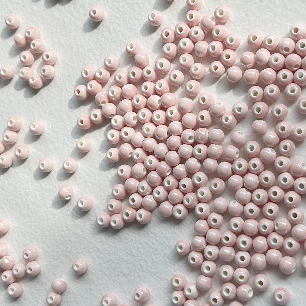 Perline in Ceramica Dipinta Tulipano e Farfalla Rosa Retrò per Braccialetti e Collane Fai da Te
