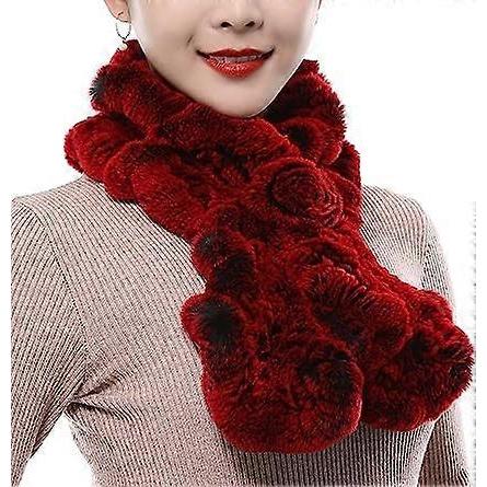 Women's Fur Scarf Rabbit Fur Apron Wavy Fur Scarf Winter Knitting Plush Scarf