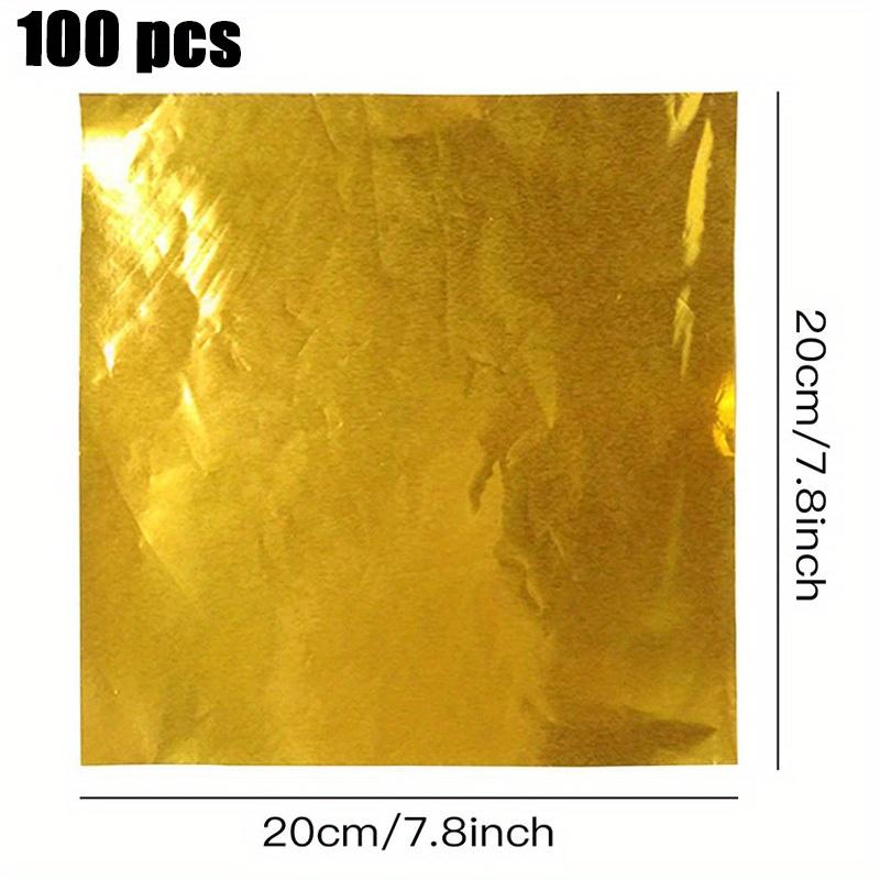 

1 комплект (100 шт) Бумажные обертки из алюминиевой фольги – для упаковки шоколада и конфет, 100 штук, очень большие квадратные (7,8 х 7,8 дюймов) 100pcs золотой