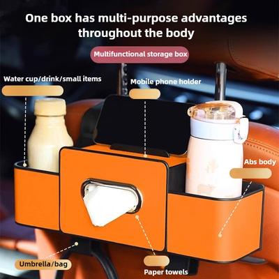 Car Backseat Organizer Multifunction Leather Interior Storage Bag Hanging Seat Back Tissue Water Cup Holder Auto Accessories