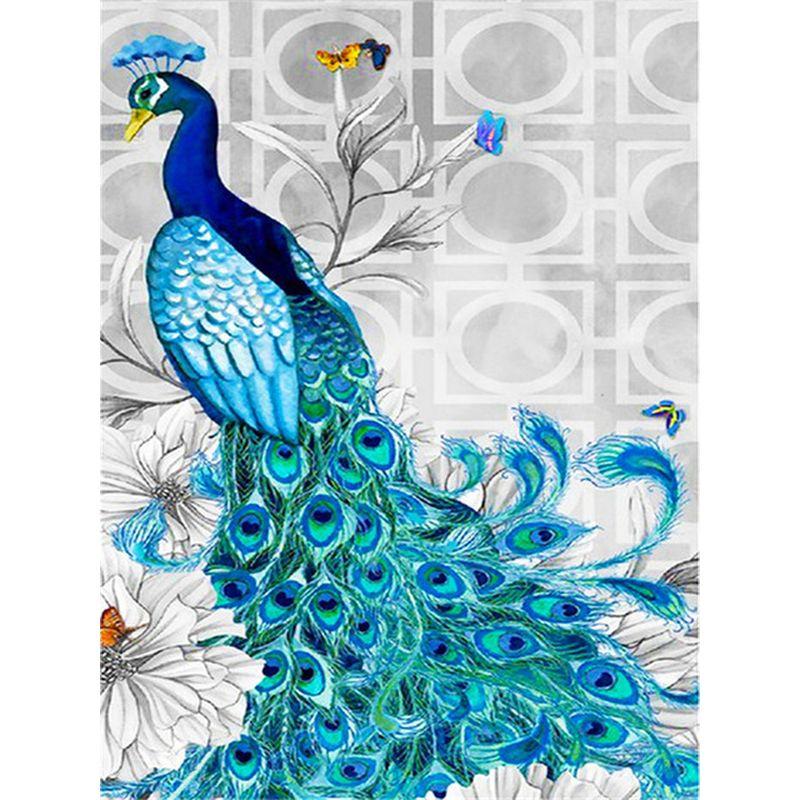 Pătrat cu diamante mozaic păun animal brodare completă broderie cu diamante pictură cu strasuri pentru decorarea casei