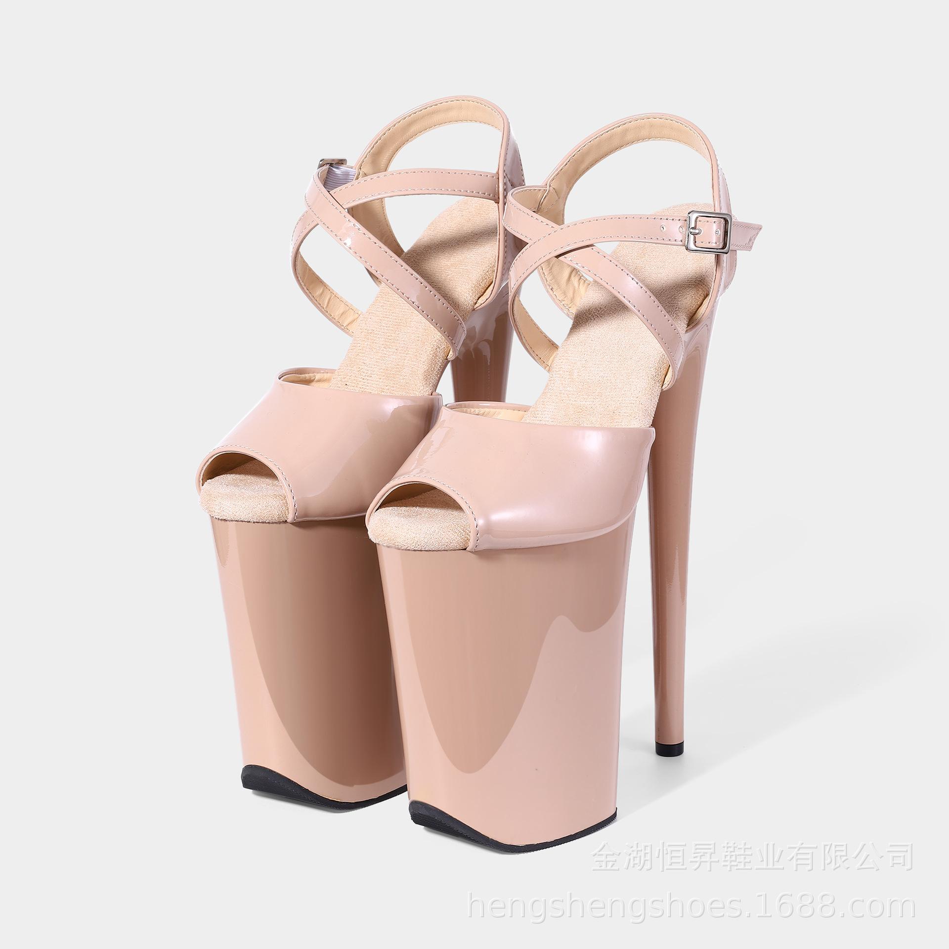 

23 см сексуальные женские туфли с открытым носком для девочек на ночном клубе, сапоги на высоком каблуке, плиссированные лакированные туфли на тонком каблуке с застежкой-молнией, большие размеры 37