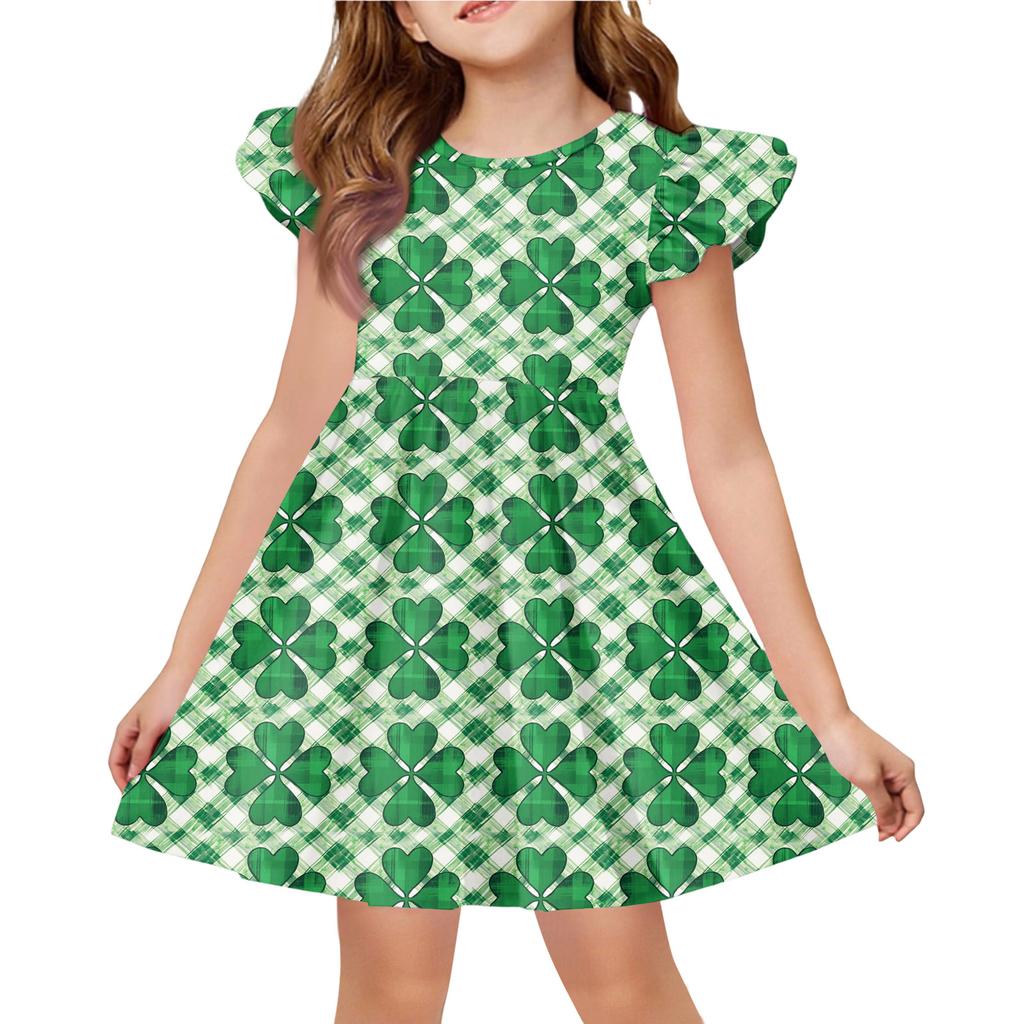 Girls' Summer Princess Dress - A-Line T-Shirt Dress St. Patrick's Day
