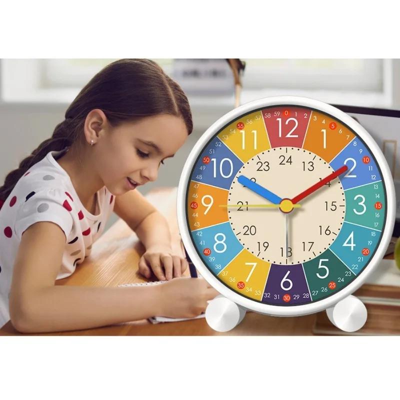 Childrens Alarm Clock  Students Puzzle Bedroom Childrens Room Desktop Early Childhood Alarm Clock Mute Atomic Clock Rgb Clock