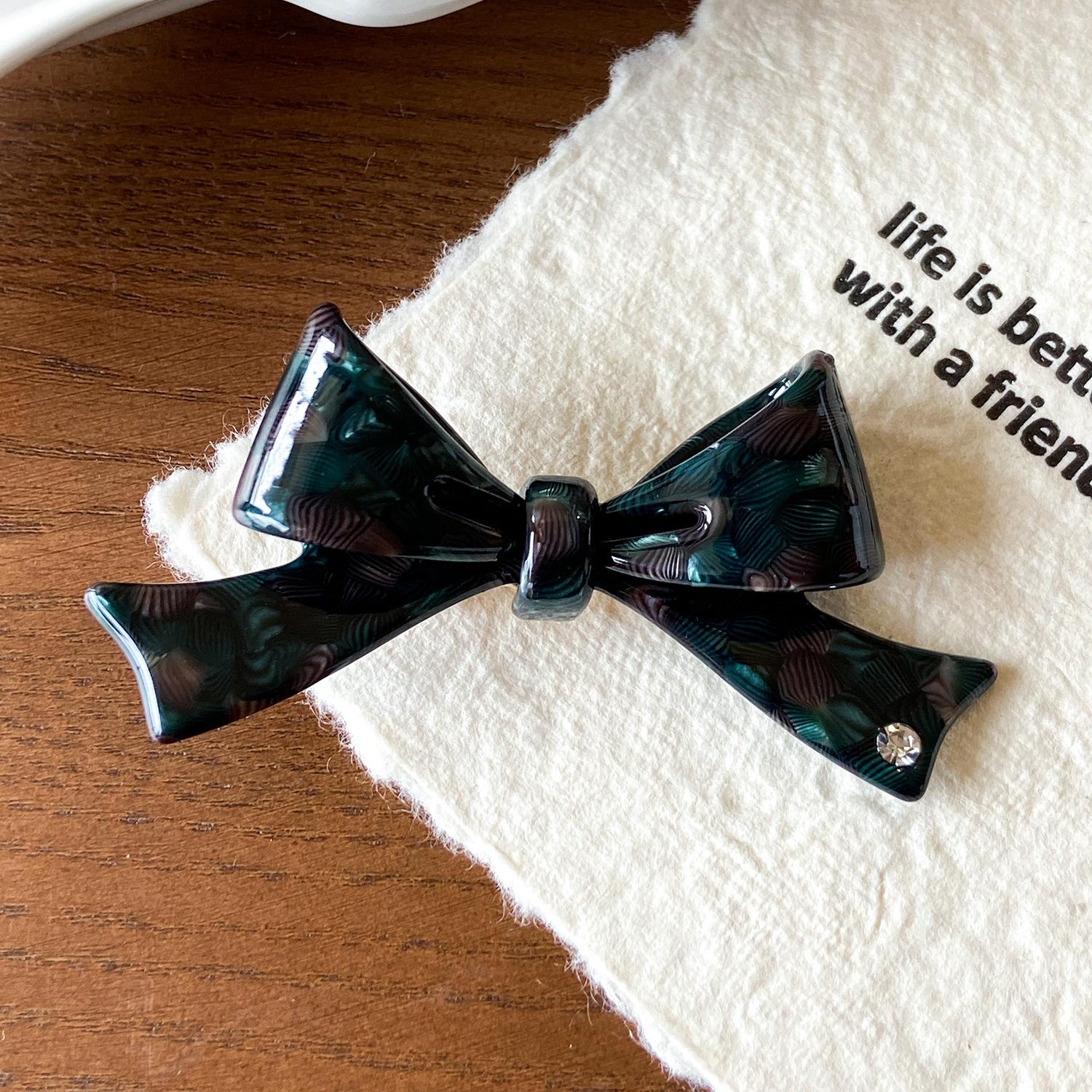 

Korean Style Elegant Bowknot Rhinestone Hair Clip For Fashionable Ladies In Colors Multiple Green7.3cm