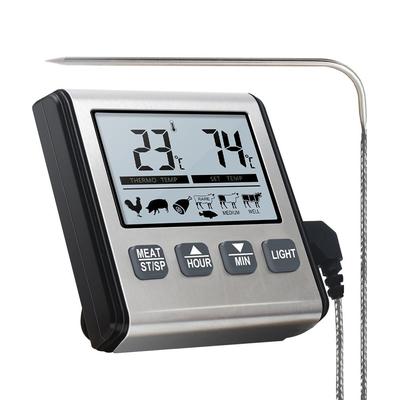 Digital Oven Thermometer Meat Kitchen Alarm Timer Function Temperature Meter for Grill Cooking Food BBQ Meat Probe LCD Display