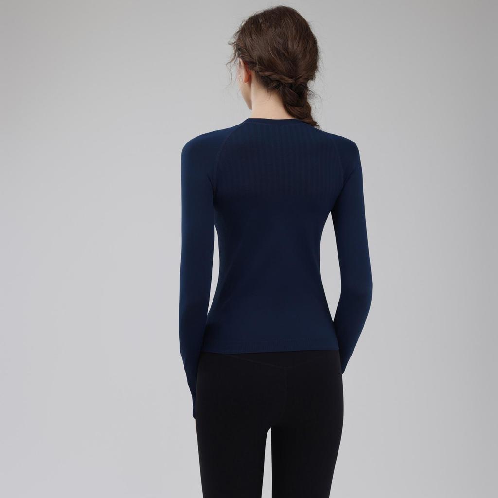 Women's Slim Fit Long Sleeve Yoga and Running Top - Quick-Drying, Breathable, Round Neck for Autumn and Winter Workouts