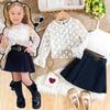 Meisjes Casual Mode Set Lente en Herfst Kinderen Lange Mouw Top met Geplooide Rok Driedelig Pak