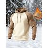 Men's Retro Casual Raglan Color-blocked Loose Hooded Casual Sweatshirt with Velvet and Thickening