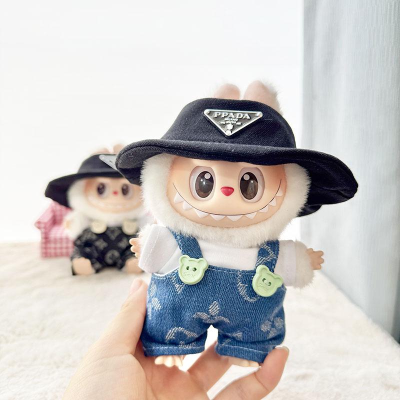 17cm Labubu Doll's Clothes Denim Four Leaf Clover Set Outfit Accessories Clothing DIY Kids Gift Sweet Princess (Excluding Dolls)
