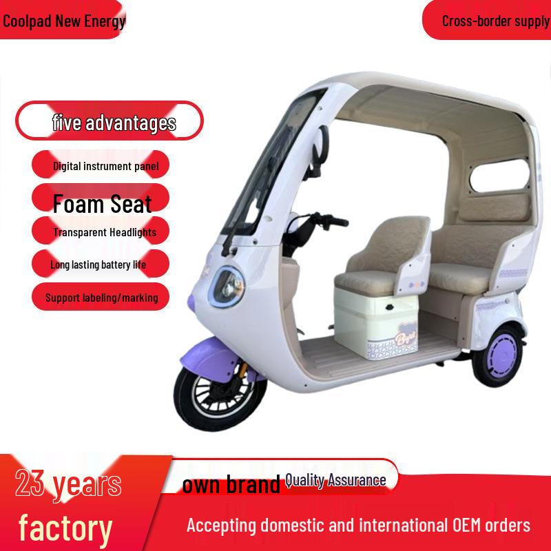 Electric Canopy Tricycle: Family Commuter & Child Transport