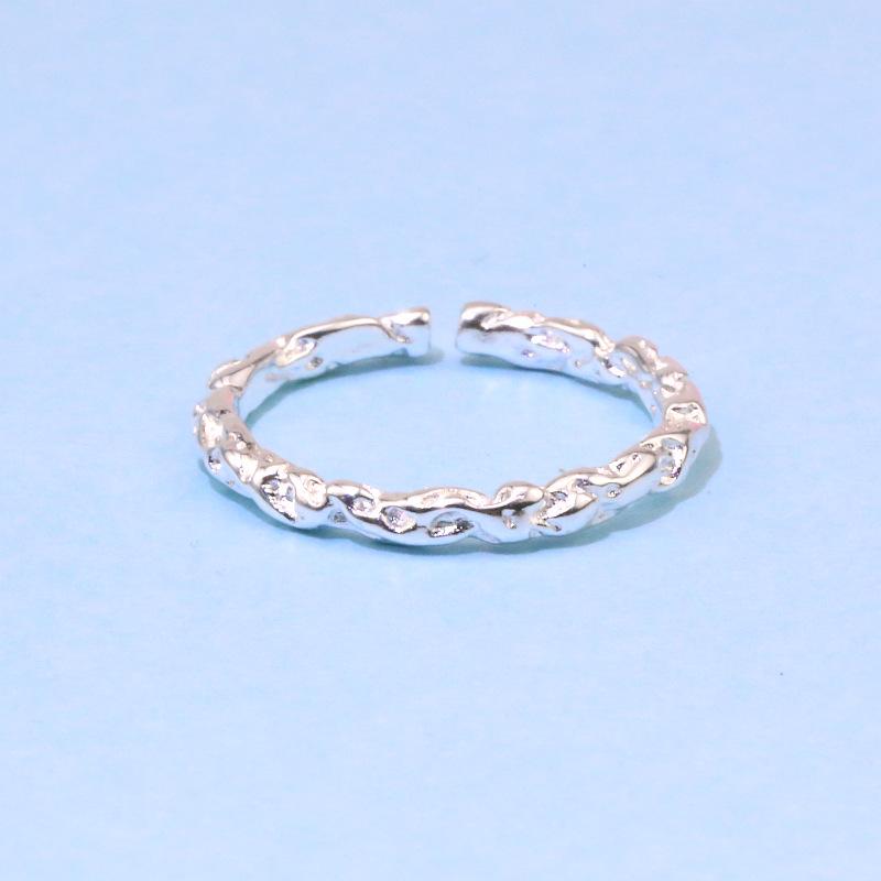 Посеребренное регулируемое кольцо-открытая ветка - Простое женское кольцо на фалангу в корейском стиле