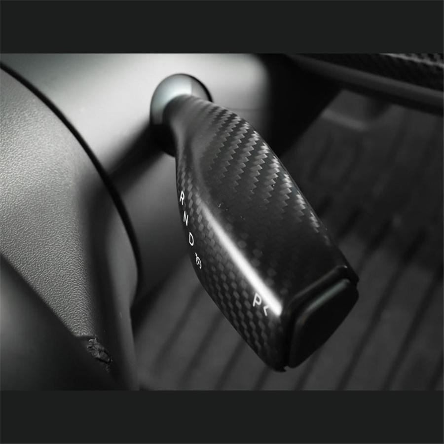 For Tesla Model 3 Y Gear Shift Cover Steering Wheel Accessories Glossy Carbon Fiber Look