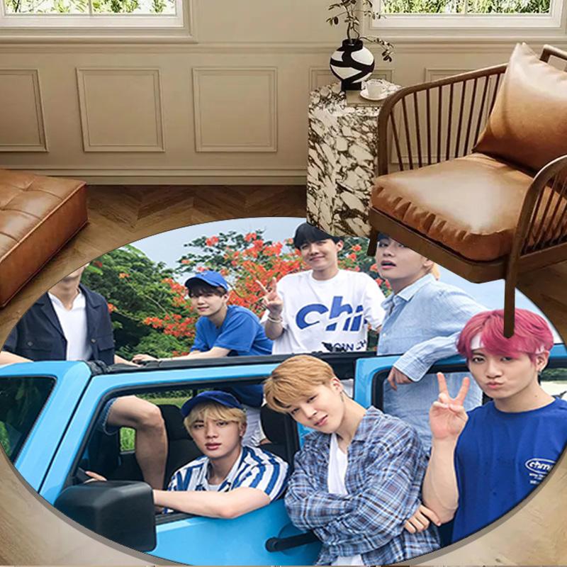 Kpop Group Portrait Round Rug for Livingroom,Bedroom, Palyroom, Chair Rug, Area Rug, Circle Carpet, Large Size Fan Christmas Gift