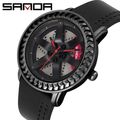 SANDA Nieuw top herenhorloge quartz horloge roterende wijzerplaat hol mode studentenhorloge