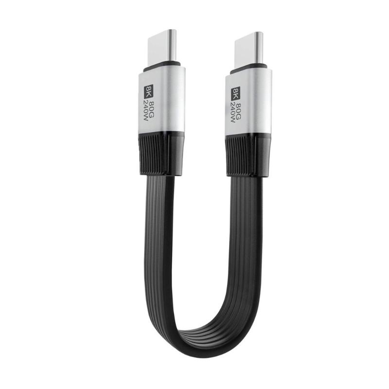 Silicone USB C To USB C Cable 80Gbps 8K@60Hz 240W Fast Charging Data Cord Video Cable for Smartphone Laptops