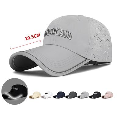 Summer Long Brim Reflective Quick-Drying Cap Lightweight Breathable Embroidered Letter Outdoor Sunshade Baseball Cap