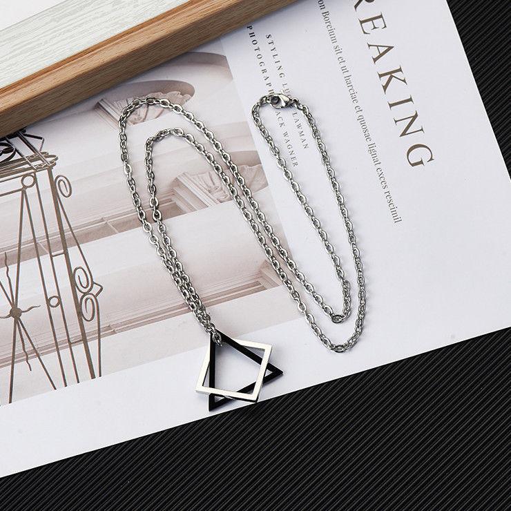 RUI RUI YU Geometry Interlocking Square Triangle Male Pendant for Men Zinc Alloy Modern Trendy Geometric Stacking Streetwear Necklace
