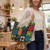 Bohemian Geometric Pattern Large Capacity Tote Daily Casual Top Handle Shopping Shoulder Bag