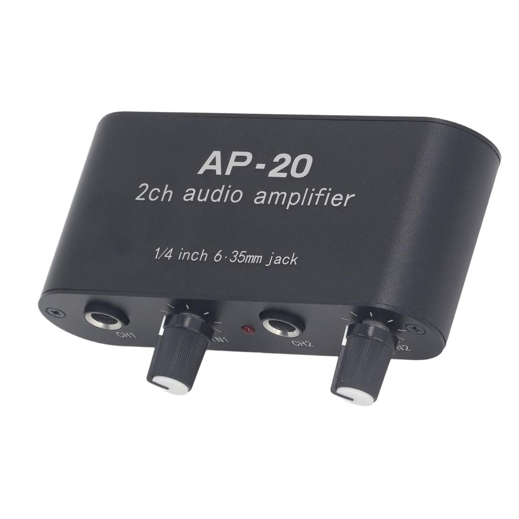 TOPINCN 2CH Sound Amplifier for Musical Instruments Microphone Preamplifier Aluminum Alloy Balanced Circuit Independent Gain Adjustment 0-20dB 1/4