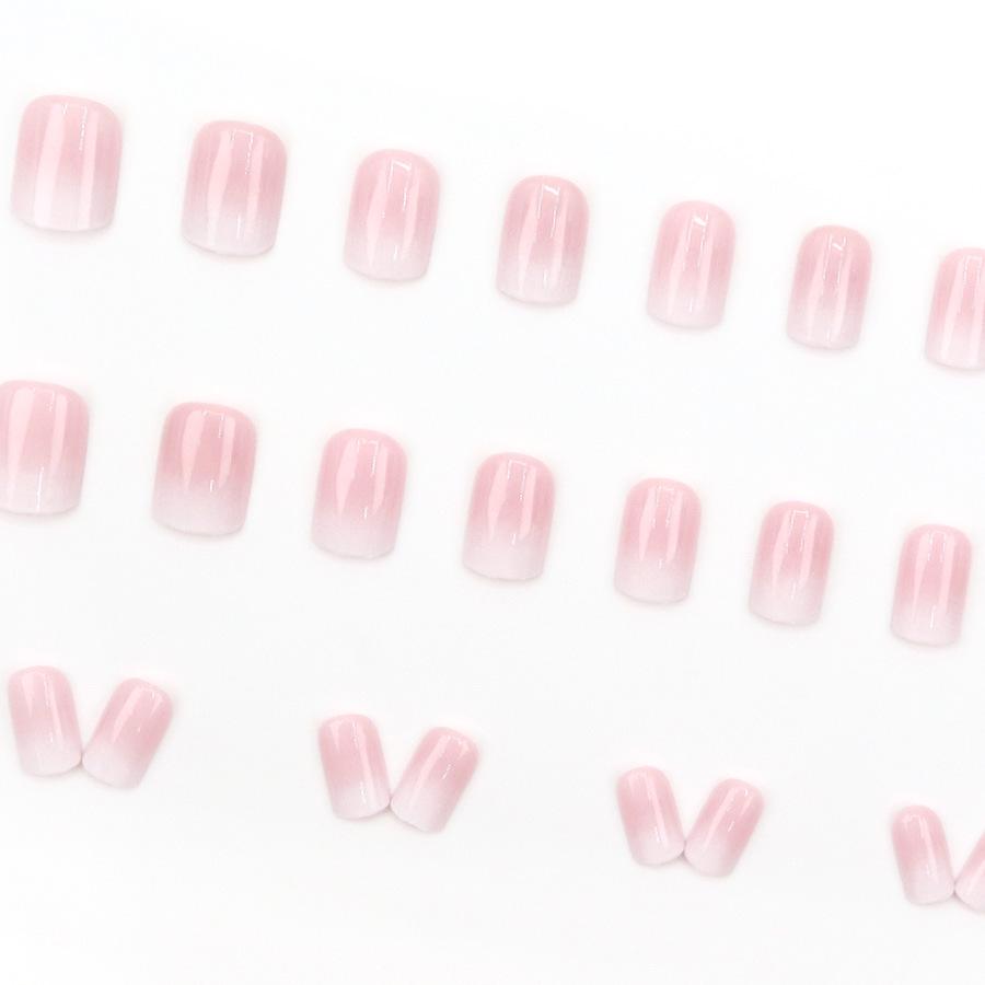 24-Piece Gradient Blush Nail Art Set - Chic European/American Fashion Style