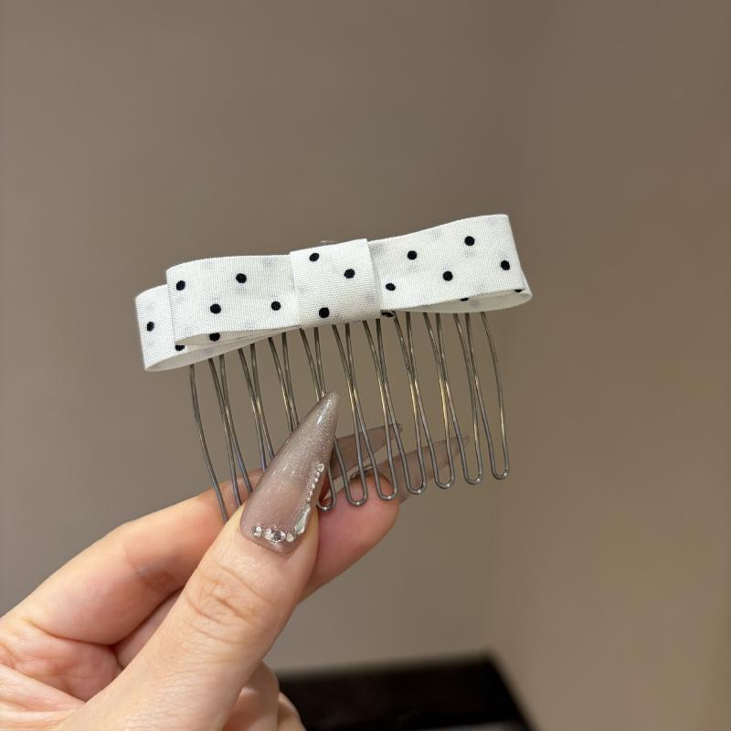 Polka Dot Bow Hair Comb Cute Minimalist Design Non Slip Durable for Women Girls Home Daily Hair Accessory