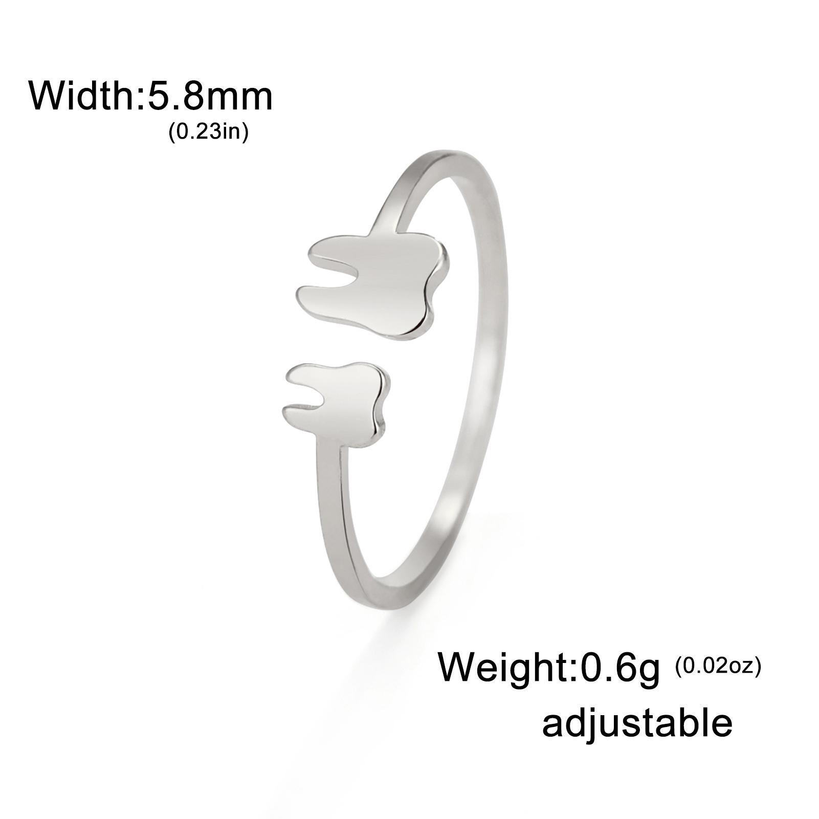 

Cazador Stainless Steel Cute Teeth Adjustable Women s Ring Birthday Gift Gold Color Open Finger Rings Jewelry Wholesale 2025 New resizable серебряный