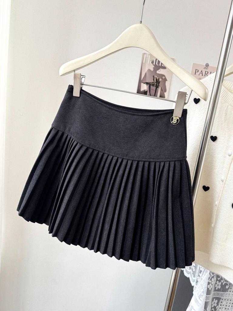 2025 New Women's High Waist A-line Wool Pleated Skirt