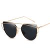 New Cat Eye Vintage Brand Designer Gold Mirror Sunglasses For Women Metal Reflective Flat Lens Sun Glasses Uv400 Eyewear