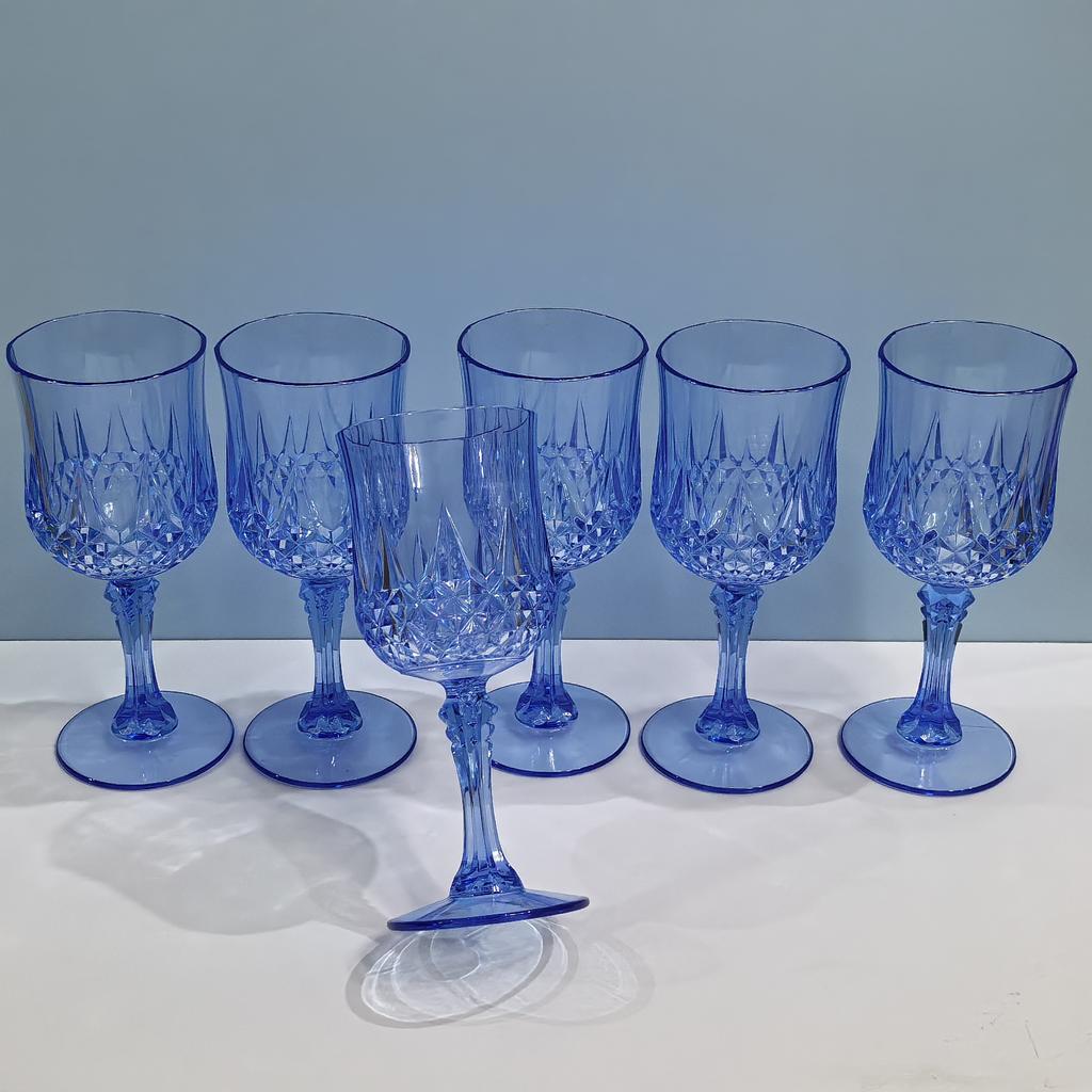 7oz Vintage Diamond Wine Glass - Elegant shatterproof plastic tall wine glass for champagne and dessert wine