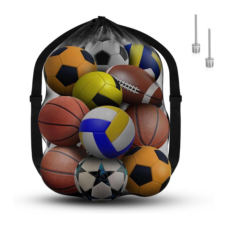Extra Large Football Mesh Bag Adjustable Shoulder Strap Drawstring Bag Storage Bag for Basketball Football Rugby Ball Volleyball
